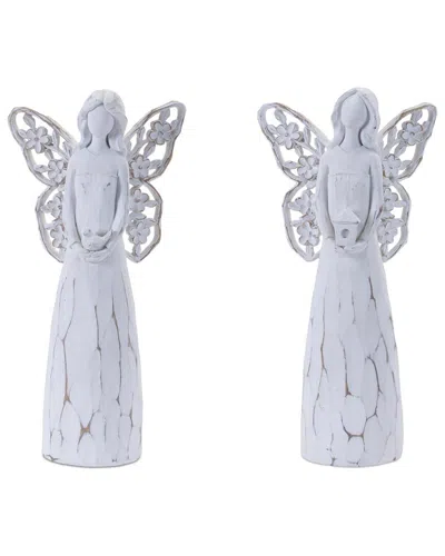 Melrose International Set Of 4 Butterfly Wing Angel Figurine In White