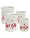 Melrose International Set Of 4 Ceramic Crock With Snowy House Scene In Multi