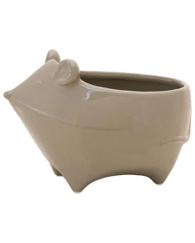 Melrose International Set Of 4 Ceramic Mouse Planter In Brown