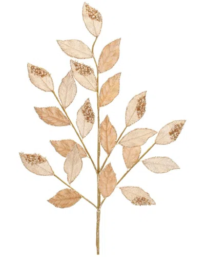 Melrose International Set Of 6 Beaded Peach Leaf Spray In Brown