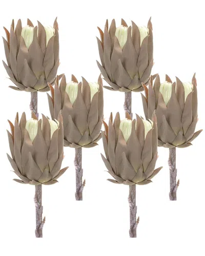 MELROSE INTERNATIONAL MELROSE INTERNATIONAL SET OF 6 BEIGE PROTEA STEM