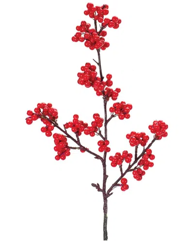 Melrose International Set Of 6 Berry Twig Spray In Red