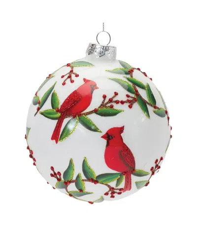 Melrose International Set Of 6 Cardinal Bird Ball Ornament In Green