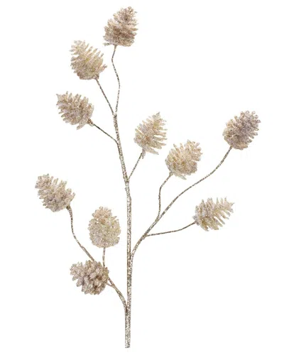 Melrose International Set Of 6 Champagne Pinecone Spray In Gold