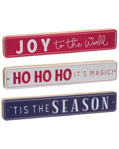 Melrose International Set Of 6 Christmas Sentiment Sign In Red