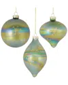 Melrose International Set Of 6 Iridescent Glass Snowflake Ornament In Green