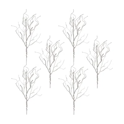 Melrose International Silver Twig Branch (set Of 6) - Silver