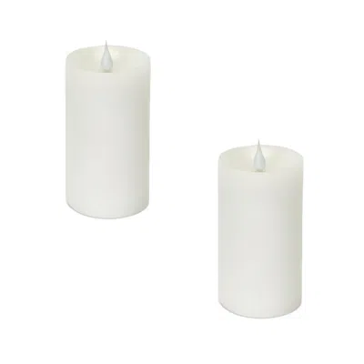 Melrose International Simplux Designer Led Candle With Moving Flame And Remote (set Of 2) - White