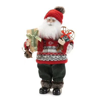 Melrose International Ski Santa Character With Snow Shoes 12.5"h - Red, White, Black