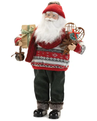 Melrose International Ski Santa Character With Snow Shoes In Red