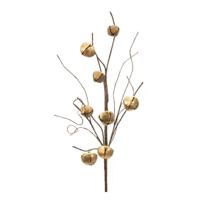 Melrose International Sleigh Bell Twig Spray (set Of 6) - Gold, Brown
