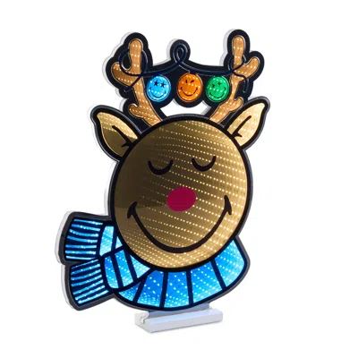 Melrose International Smileyworld(r) Holiday Reindeer Ekkolight 21"h - Brown, Blue, Green In Multi