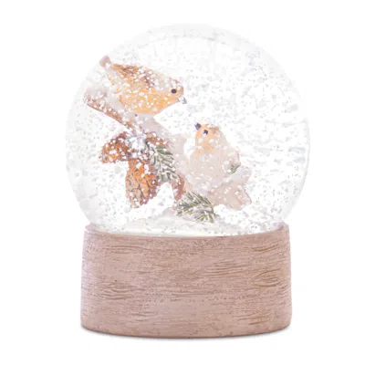 Melrose International Snow Globe With Bird Branch 4.5"h - Beige
