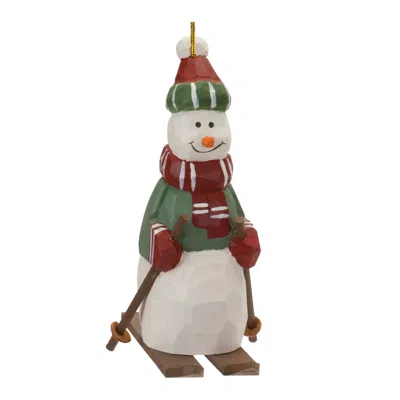 Melrose International Snowman On Skis Ornament (set Of 6) - Green; Red; White