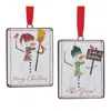 Melrose International Snowman Sentiment Ornament (set Of 12) - White; Red