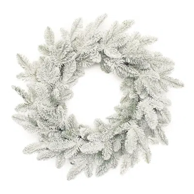 Melrose International Snowy Flocked Pine Wreath 24"d - White, Green