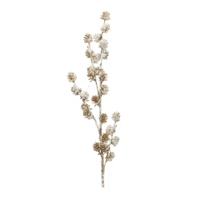 Melrose International Snowy Glittered Pinecone Spray (set Of 6) - Gold, White