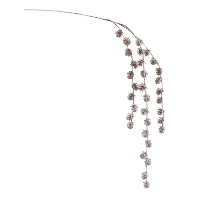 Melrose International Snowy Hanging Pinecone Spray (set Of 6) - Gold, Gray