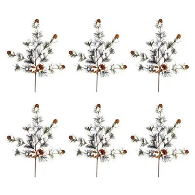 Melrose International Snowy Pine Stems In Green