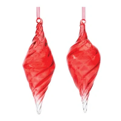 Melrose International Solid Color Holiday Shaped Ornament In Red;clear;red;clear;red;clear