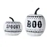 Melrose International Spooky And Boo Pumpkin (set Of 2) - White, Black In Multi