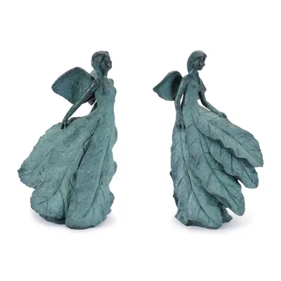 Melrose International Stone Garden Fairy Statue (set Of 2) - Gray, Blue