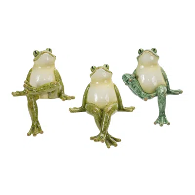 Melrose International Stone Garden Frog Shelf Sitter (set Of 3) - Green