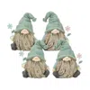 Melrose International Stone Garden Gnome Figurine With Flower Stem Accent (set Of 4) - Blue, Green, Brown