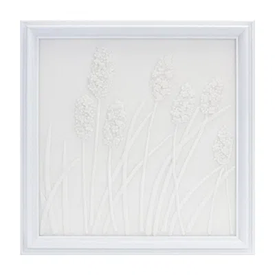 Melrose International Stone Plume Wall Plaque 18.25"sq - White
