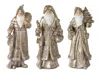 Melrose International Stone Woodland Santa With Gold Finish (set Of 3) - White; Gold; Champagne In Multi