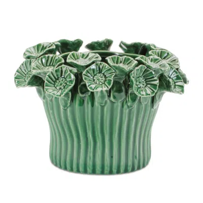 Melrose International Storeware Bud Vase With Floral Accent (set Of 2) - Green