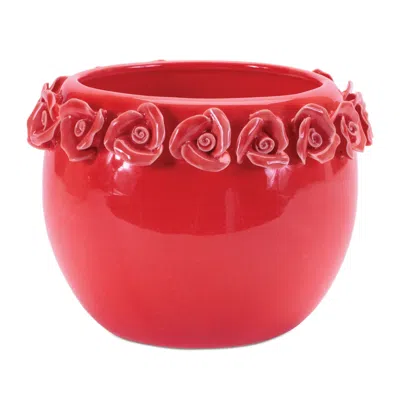 Melrose International Storeware Bud Vase With Floral Accent (set Of 2) - Pink