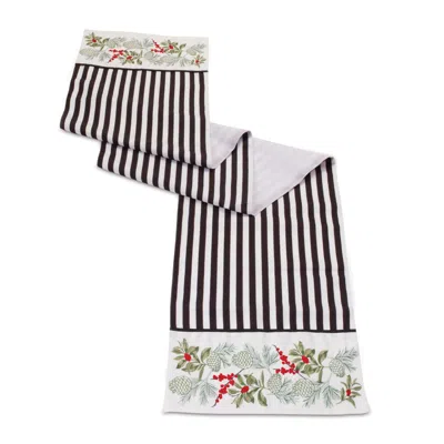 Melrose International Striped Holiday Table Runner 72"l - Black, White
