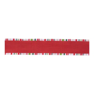 Melrose International Striped Trim Wired Ribbon (set Of 2) - Red