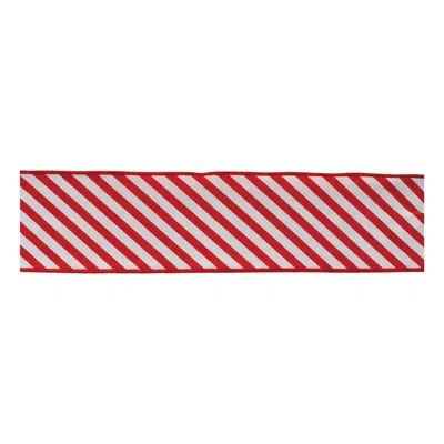 Melrose International Striped Wired Ribbon (set Of 2) - Red, White