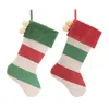 Melrose International Striped Wool Stocking (set Of 2) - White, Green, Red