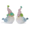 Melrose International Succulent Bird Gnome Figurine (set Of 2) - Green, Blue