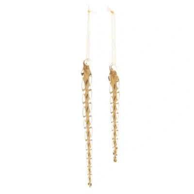 Melrose International Swirled Glass Icicle Ornament In Gold