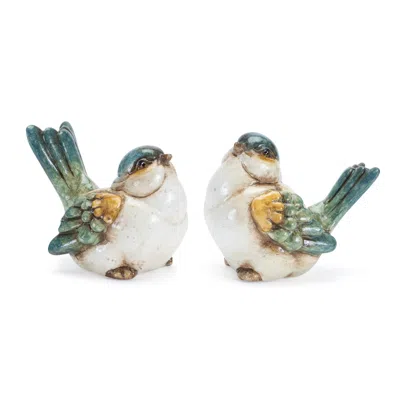 Melrose International Terra Cotta Bird Figurine (set Of 6) - Blue, Beige