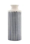 Melrose International Terra Cotta Floor Vase With Navy Criss Cross Pattern 24.75"h - Blue, White