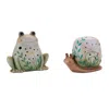 Melrose International Terra Cotta Frog And Snail Decor (set Of 2) - Green, Beige