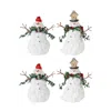 Melrose International Terra Cotta Melted Snowman Family With Bird And Pine Accents (set Of 4) - White; Red; Green