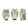 Melrose International Terra Cotta Owl Figurine (set Of 3) - Blue, Green, White