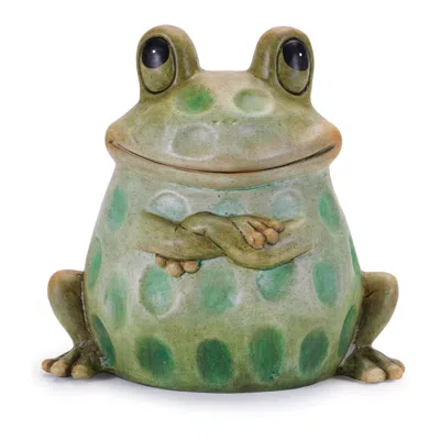 Melrose International Terra Cotta Sitting Garden Frog (set Of 2) - Green