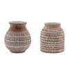 Melrose International Textured Ceramic Vase (set Of 2) - Brown, Beige
