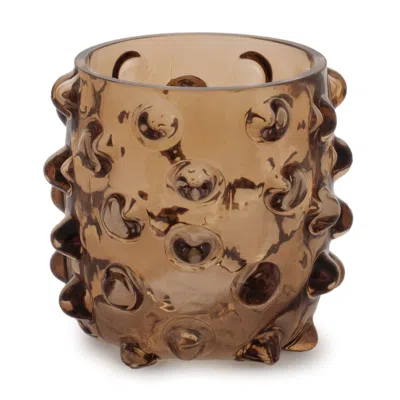Melrose International Textured Glass Candle Holder (set Of 6) - Brown