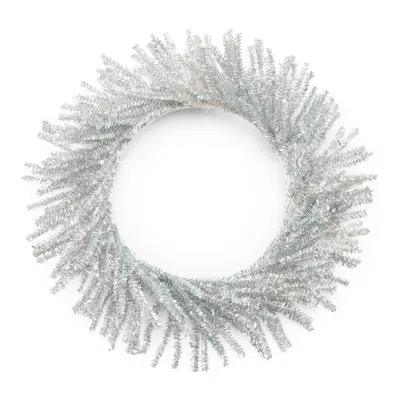 Melrose International Tinsel Pine Wreath 21"d - Silver