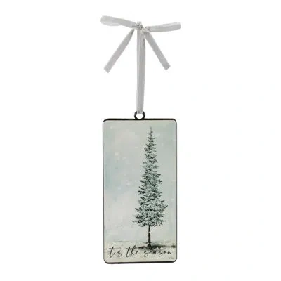 Melrose International Tis The Season Pine Tree Ornament (set Of 12) In Beige,green
