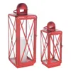 Melrose International Traditional Curved Metal Lantern (set Of 2) - Red