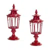 Melrose International Traditional Lantern Post Tabletop Candle Holder (set Of 2) - Red